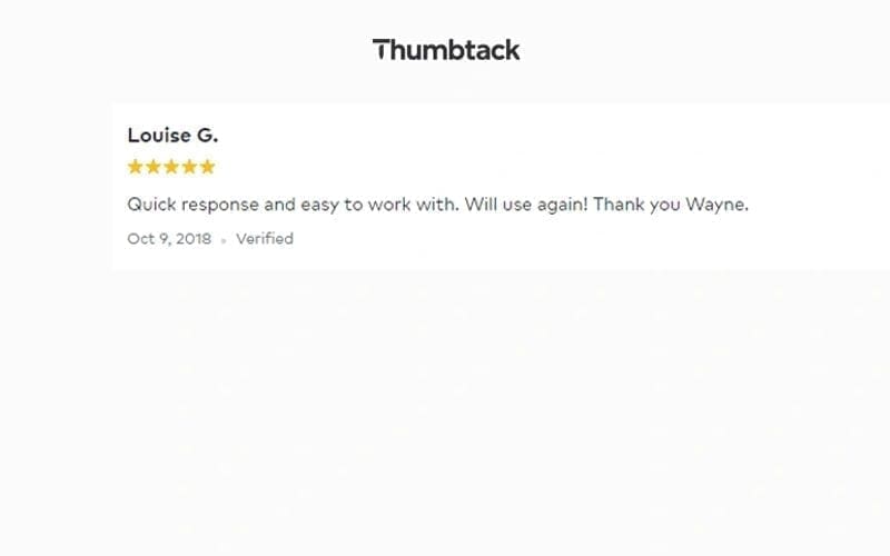 A screen shot of the best junk removal thumbtack review page.
